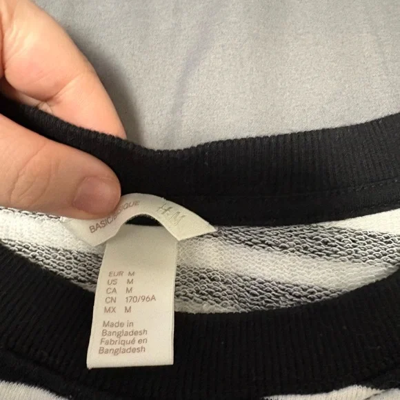 H&M Black and White Striped Crew Neck Sweater - Picture 2 of 3